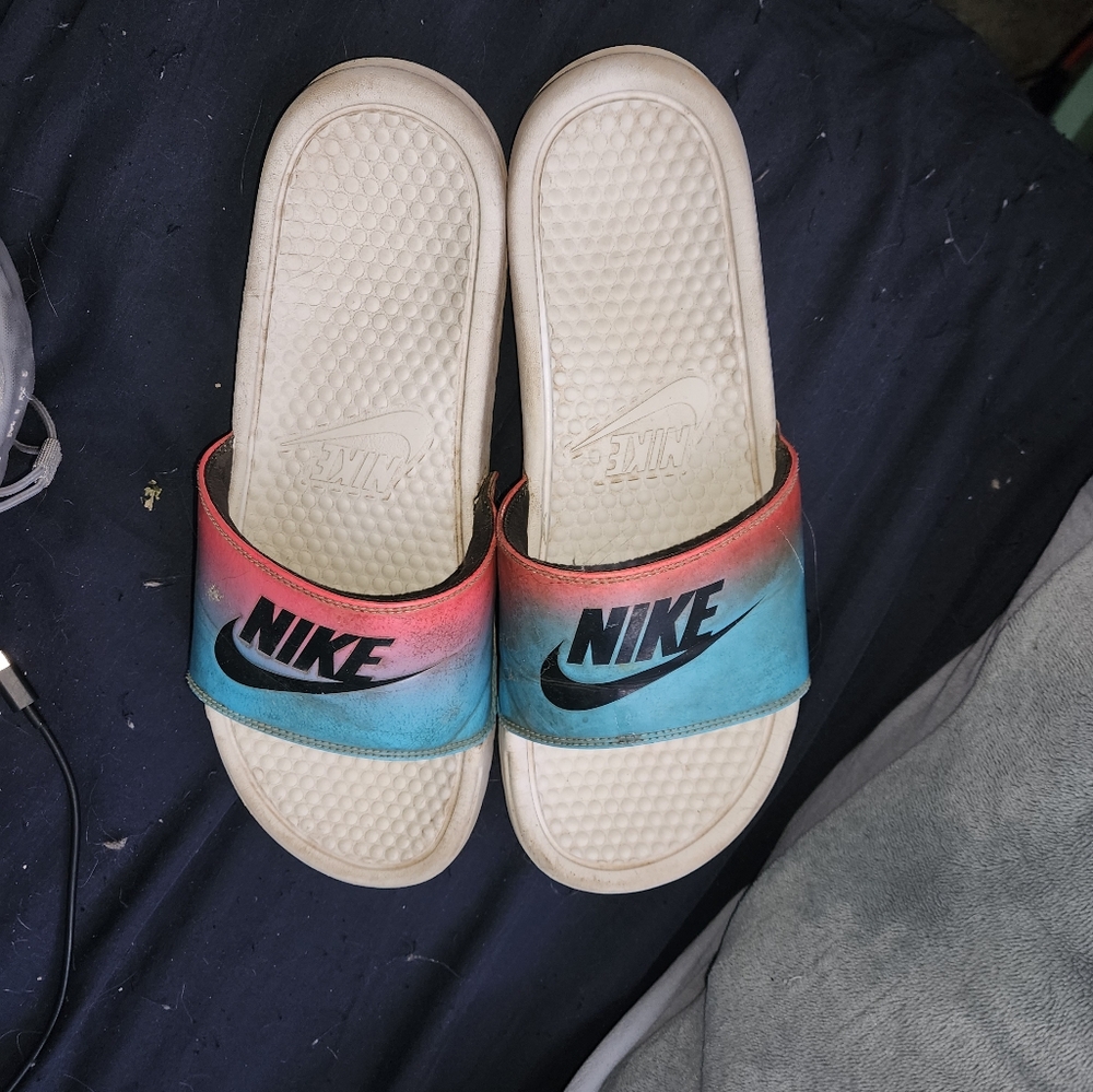 Nike Red and Blue Gradient Slides